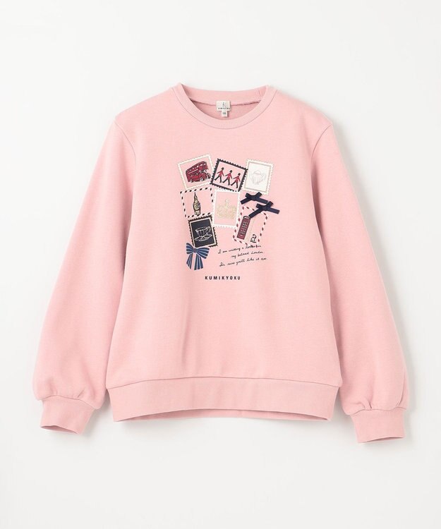 組曲 KIDS 【150-160cm】ロンドンスタンプ トレーナー ピンク系
