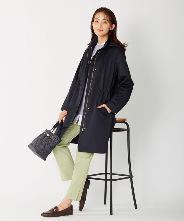 J.PRESS LADIES 【洗える】40/2NEWESTバックピーチ テーパード パンツ ライトグリーン系