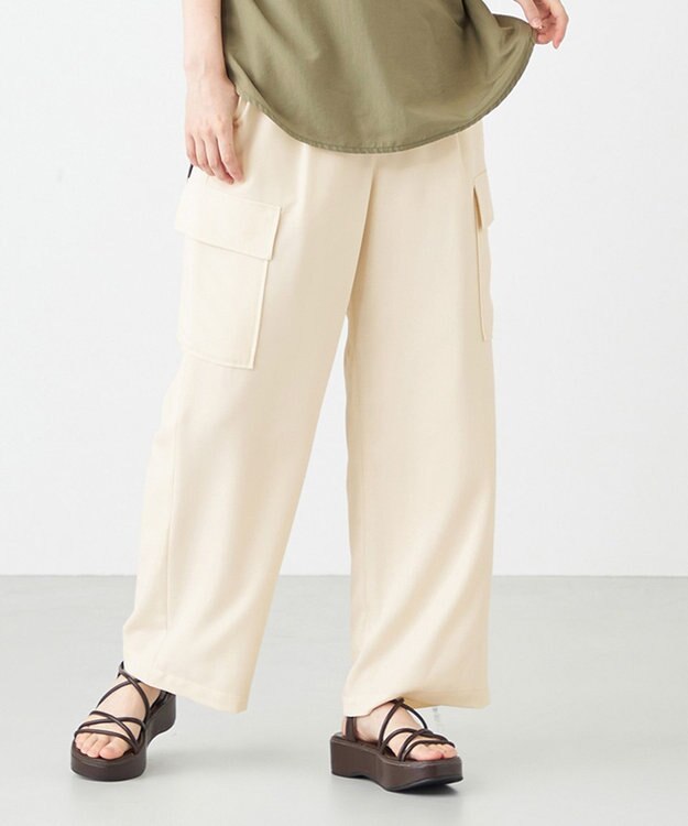 SHARE PARK LADIES サイドポケットブッチャーパンツ アイボリー系