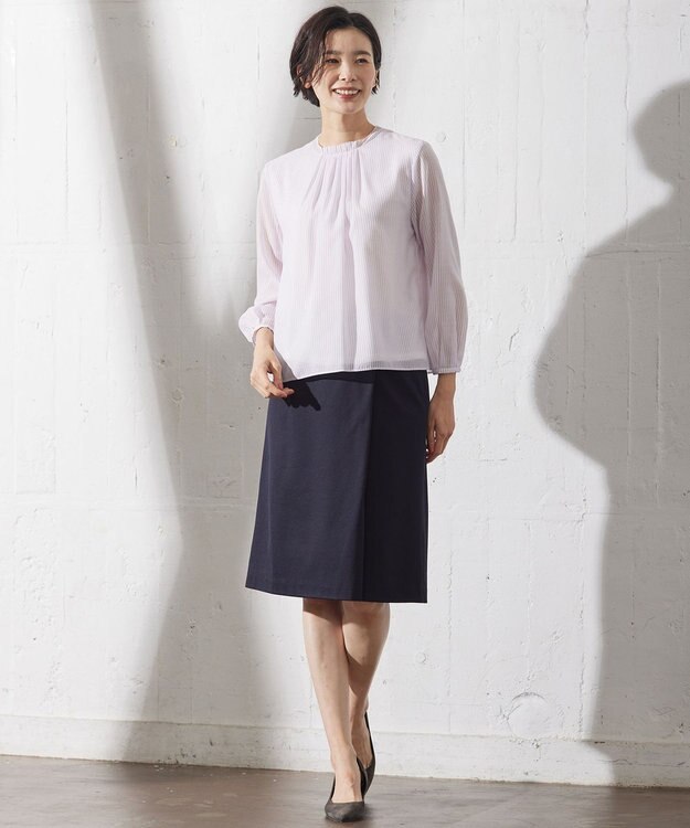 J.PRESS LADIES S 【セットアップ対応・洗える・抗菌防臭】T/Cポンチ スカート ネイビー系