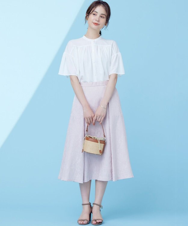 組曲 L 【速乾】ドライタッチ フレア袖トップス アイボリー系