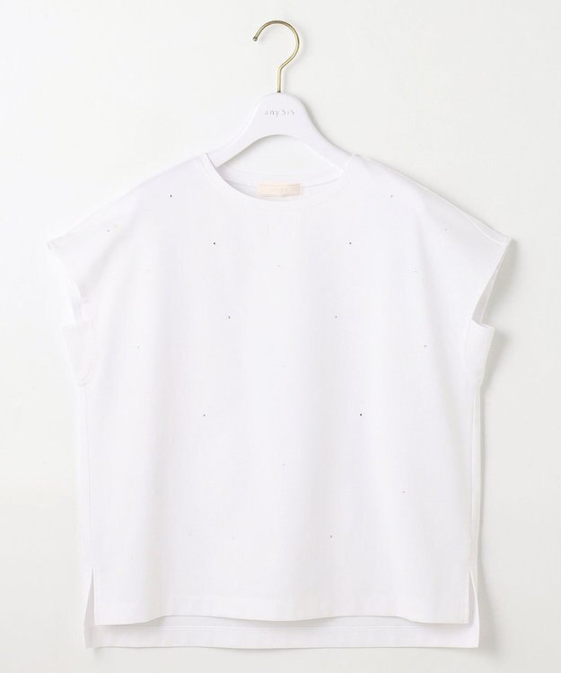 ANY SIS 【洗える】ビジュー付き カットソー オフ