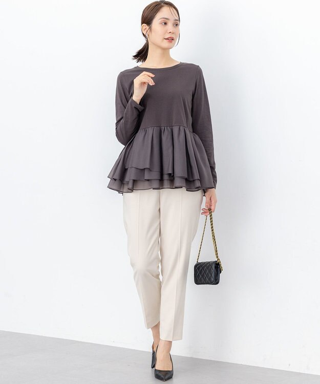 組曲 L ハンサムツイルテーパード パンツ アイボリー系