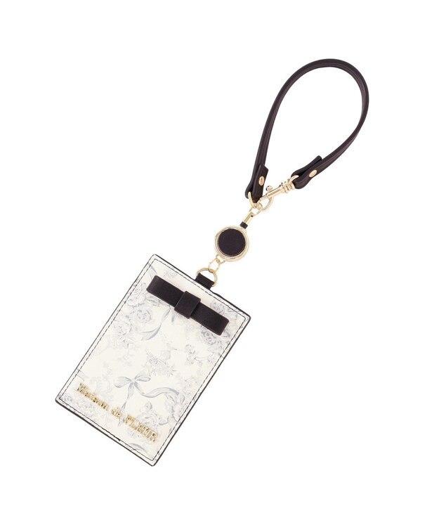 Maison de FLEUR リール付きフラワーガーデン柄パスケース Black