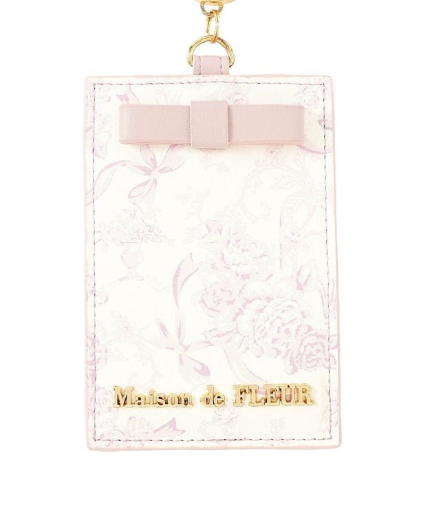 Maison de FLEUR リール付きフラワーガーデン柄パスケース Pink