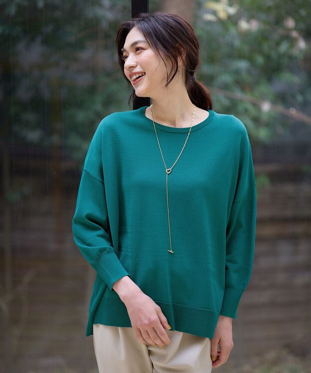 ANY L ゆるチュニックニット グリーン