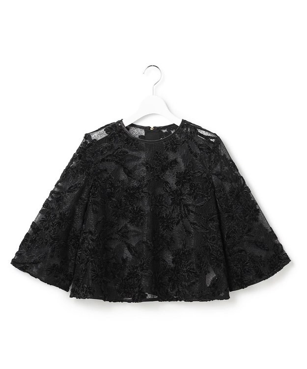 23区 【GOLD LABEL】フロッキーエンブロイダリー ブラウス ブラック系