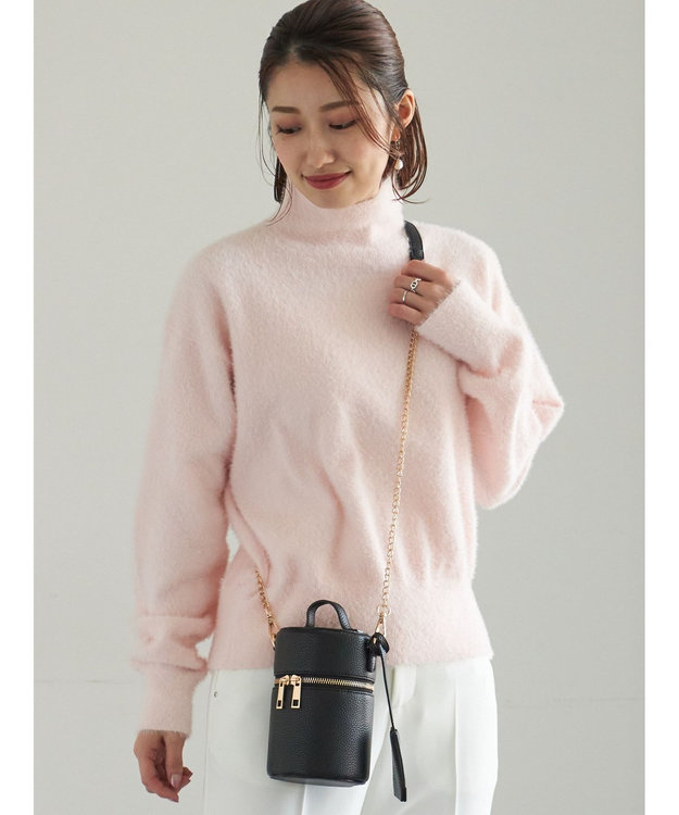 Te chichi 【宮本茉由着用】ハイネックフェザーニット ピンク