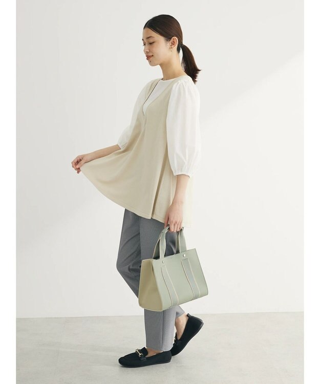 Green Parks ベスト風ドッキングニットプルオーバー Light Beige