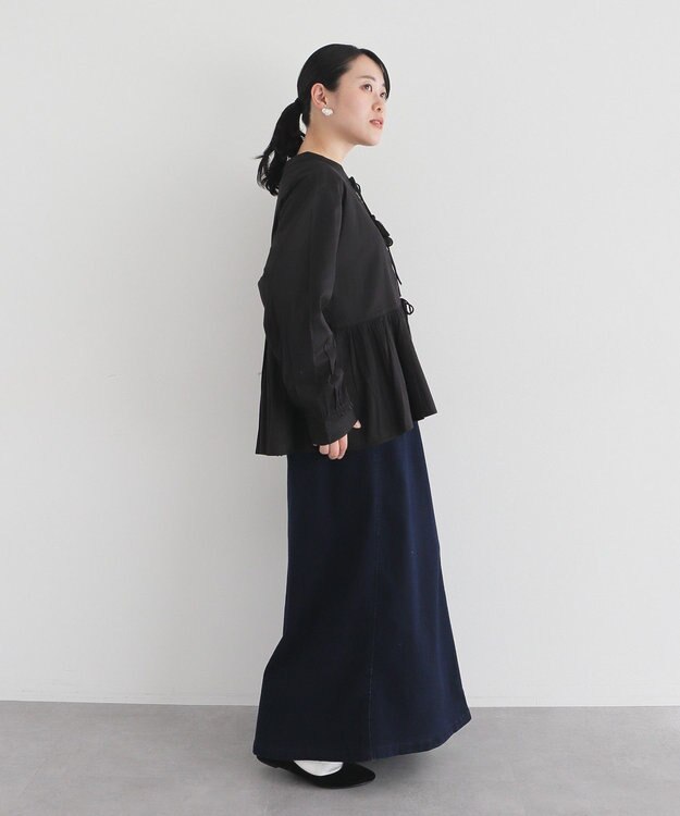 CRAFT STANDARD BOUTIQUE フリンジ紐付ペプラムブラウス Black