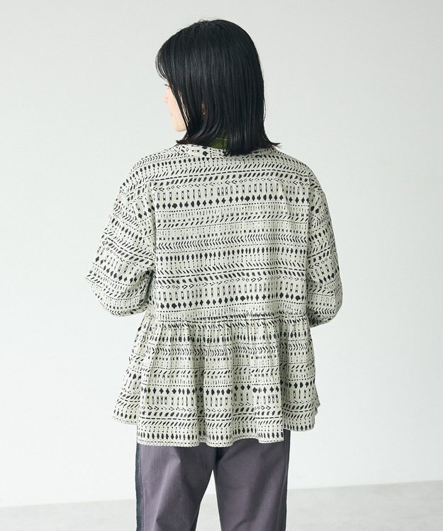 CRAFT STANDARD BOUTIQUE フリンジ紐付ペプラムブラウス Black