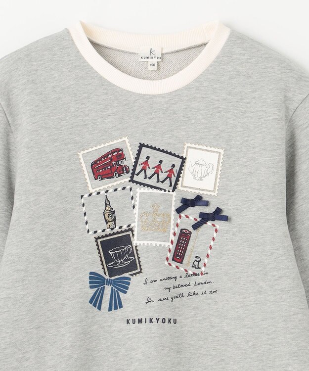 組曲 KIDS 【150-160cm】ロンドンスタンプ トレーナー グレー系