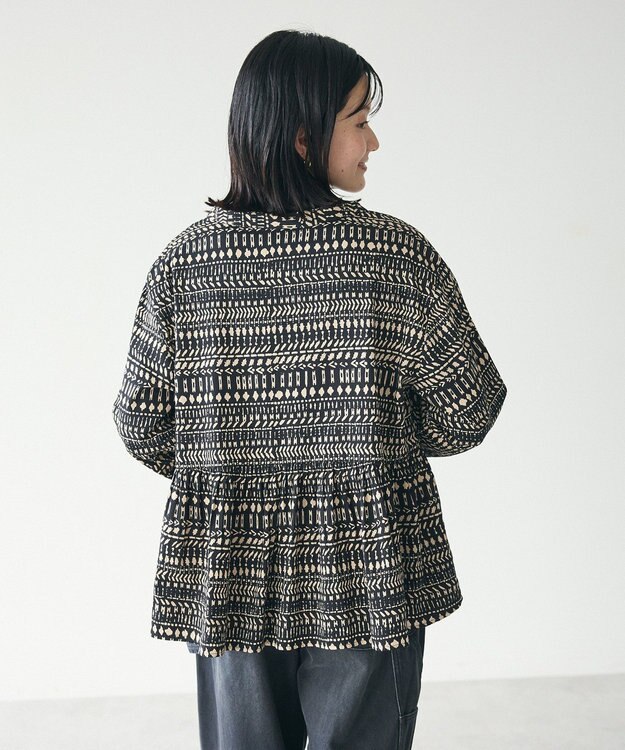 CRAFT STANDARD BOUTIQUE フリンジ紐付ペプラムブラウス Black