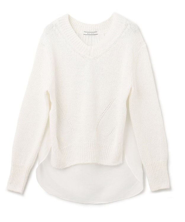 BEIGE， BAMBOO / Vネックニット White
