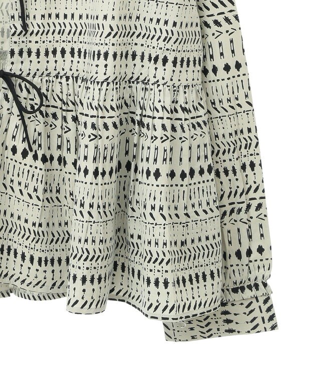 CRAFT STANDARD BOUTIQUE フリンジ紐付ペプラムブラウス Black