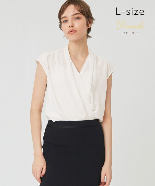 BEIGE， 【L-size】OLIVE / フレンチスリーブブラウス White
