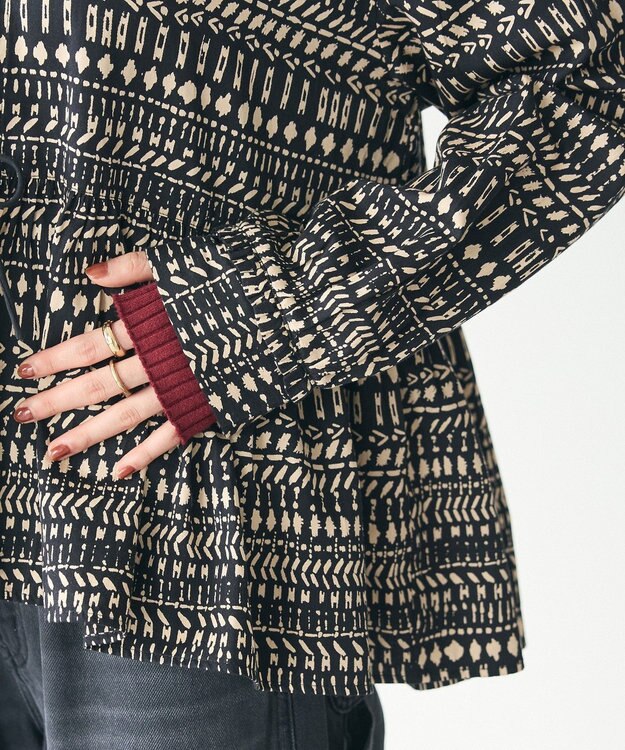 CRAFT STANDARD BOUTIQUE フリンジ紐付ペプラムブラウス Black