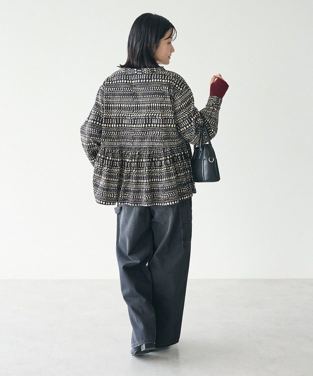 CRAFT STANDARD BOUTIQUE フリンジ紐付ペプラムブラウス Black