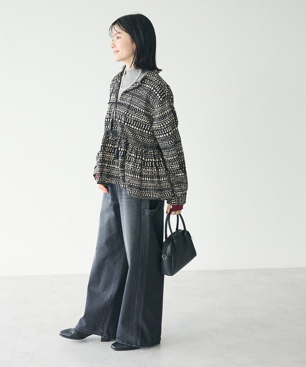 CRAFT STANDARD BOUTIQUE フリンジ紐付ペプラムブラウス Black