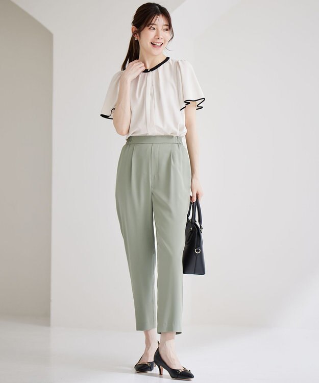 ANY SIS L 【洗える】2WAYバイカラーフレア ブラウス アイボリー