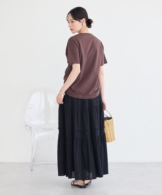 earth music&ecology ティアードギャザースカート Black