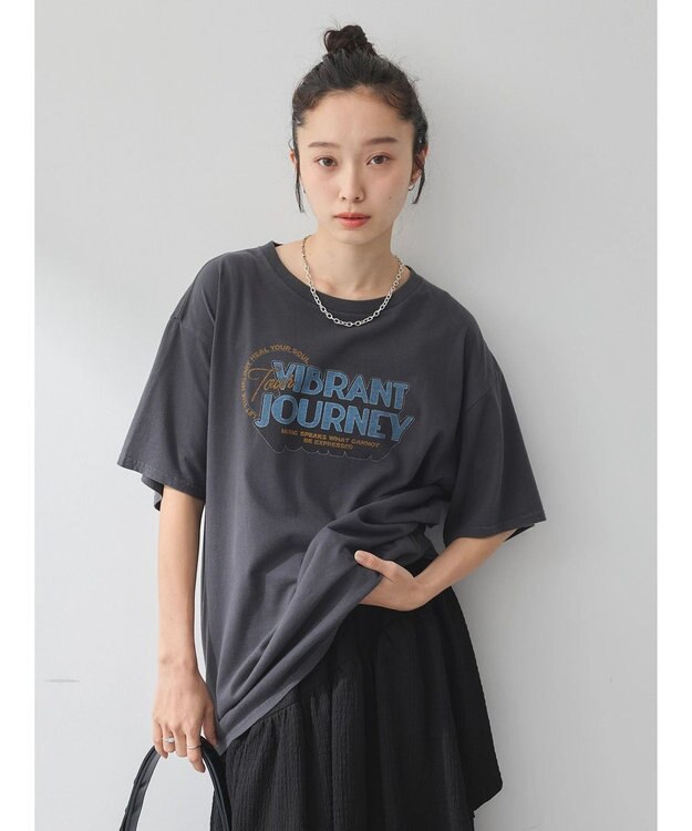 earth music&ecology ウ゛ィンテージライクツアーＴｅｅ Charcoal Gray
