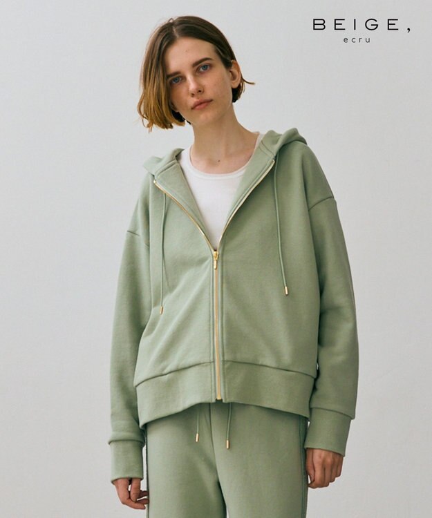 BEIGE， 【BEIGE,ecru/WEB限定・洗える】LOOP BACK / オーバサイズコットンパーカー Leaf