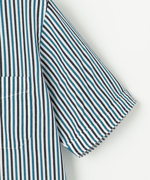 JOSEPH ABBOUD 【イージーケア】ストライプ 半袖シャツ ネイビー系1