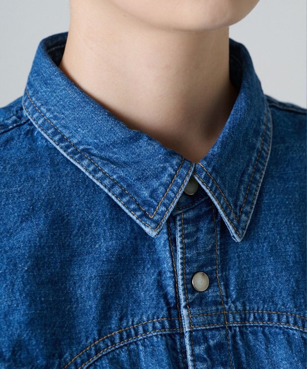 Ripo trenta anni PATCH WORK DENIM SH クロップド丈 デニムシャツ INDIGO