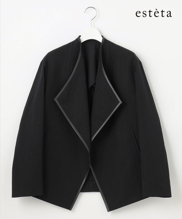 23区 【エステータ】ウールリネン レザートリミング ジャケット ブラック系