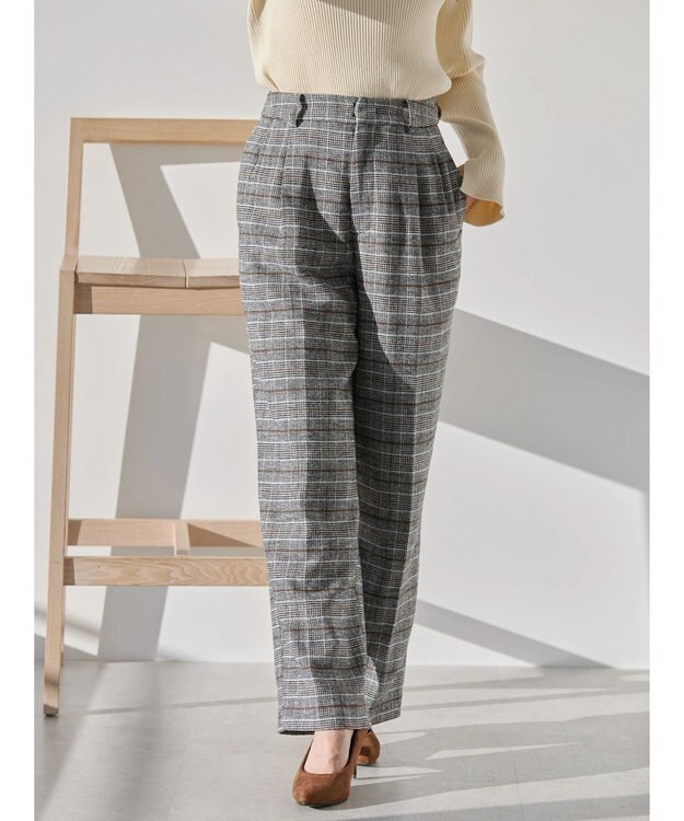 AMERICAN HOLIC ツイードタックワイドパンツ Glen Check