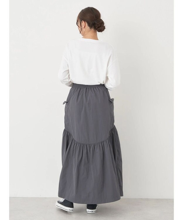 earth music&ecology ドロストテックスカート Charcoal Gray