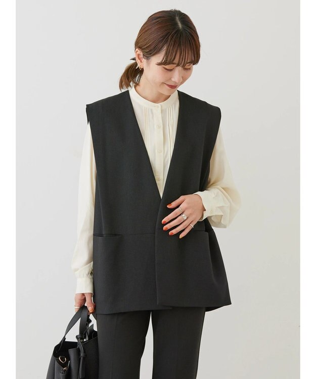 AMERICAN HOLIC 丈違いニュアンスベスト Black