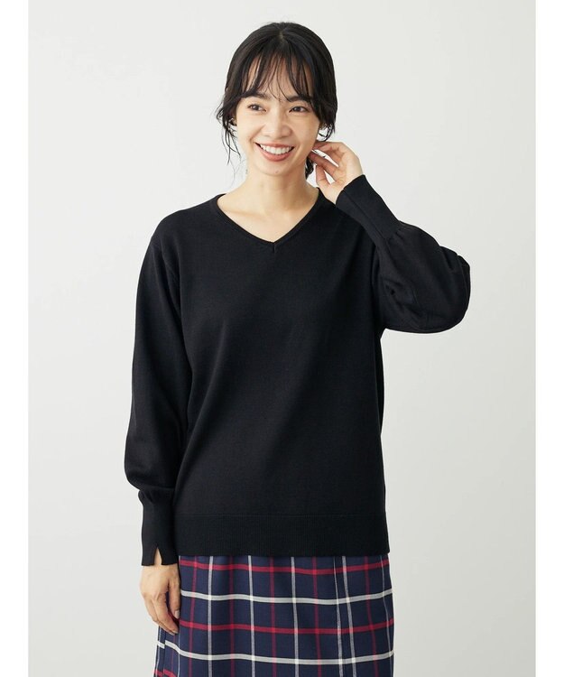 Green Parks アルガンオイル配合　Ｖネックプルオーバー Black