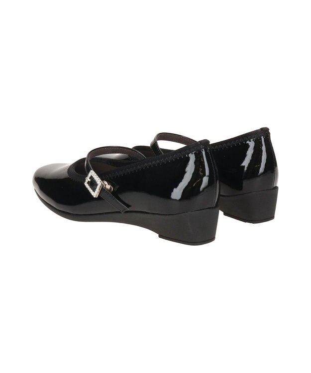 Bridget Birkin ＜3E＞【Bridget Birkin Walk】ビジューストラップコンフォートパンプス ブラックエナメル