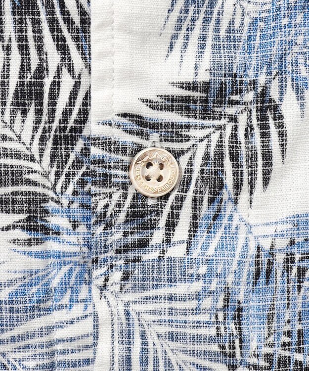 JOSEPH ABBOUD MOUNTAIN 【通気性・腰ポケット付き】ジャングルリーフプリント 半袖シャツ ホワイト系6