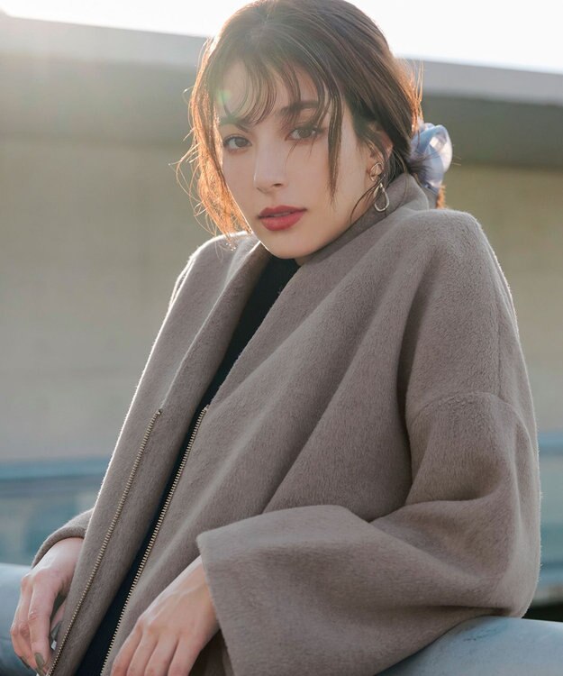 Tiaclasse モッサ風ダブルフェイスコート モカ