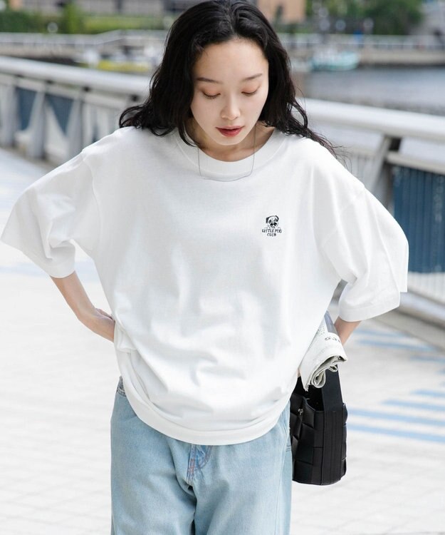 WEGO 【ユニセックス着用ITEM/綿100%/SMLサイズ展開】リラックスフィットワンポイントT（S） ホワイト