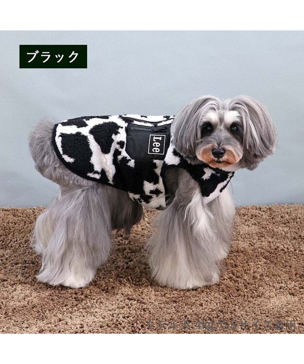 PET PARADISE Lee 背開き ボアベスト 牛柄 《ブラック》 小型犬 ブラック