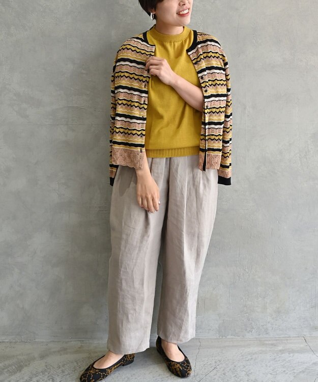 muuc 〈高品質シルク＆スーピマ超長綿〉〈洗えるニット〉ノースリーブボトルネックプルオーバー イエロー