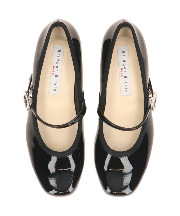 Bridget Birkin ＜3E＞【Bridget Birkin Walk】ビジューストラップコンフォートパンプス ブラックエナメル