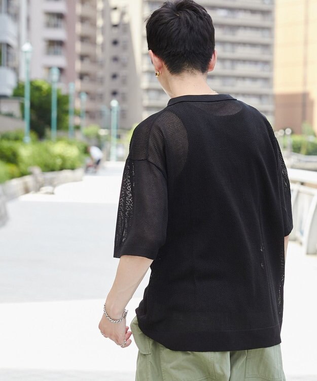 WEGO メッシュポロニットプルオーバー（S） ブラック