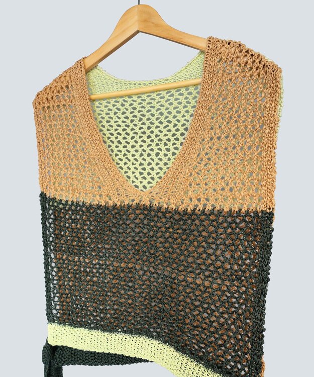 COQ STRATA 和紙ショート丈ベスト ベージュ