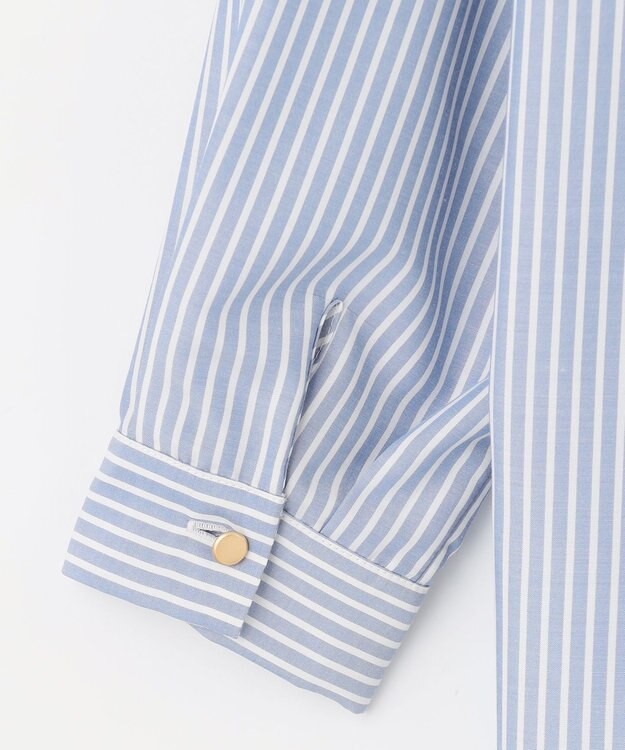 ANY SIS 【AIコラボ】スタンドカラースキッパー ブラウス ライトブルーストライプ