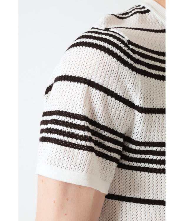 DAKS ポインテールストライプニットTシャツ ブラック