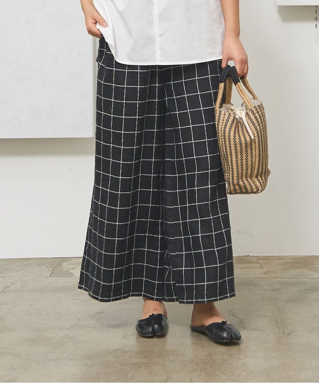 J.PRESS YORK STREET 【WOMEN】リネンライクリラックス ワイドパンツ ブラック系3