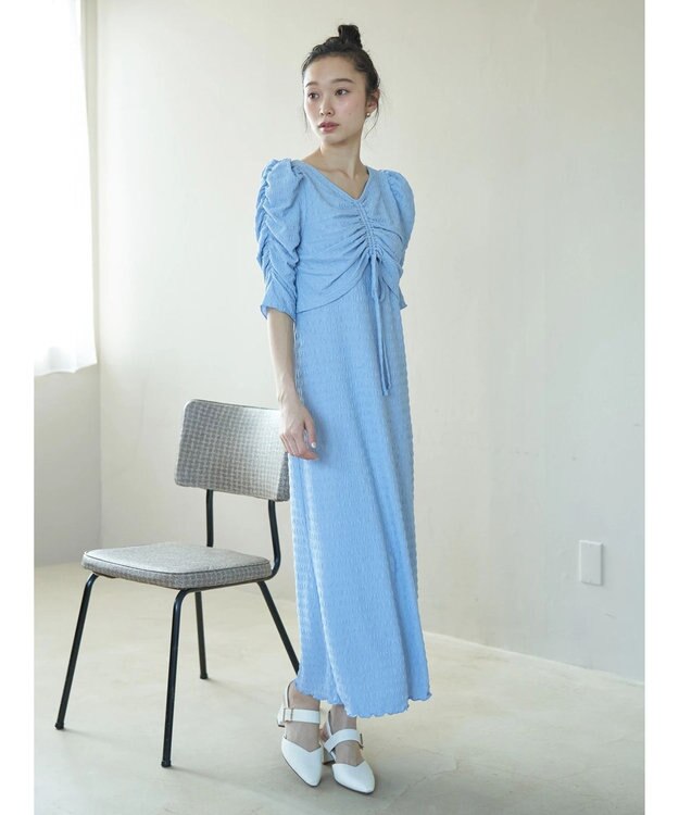 earth music&ecology やわらかカットソーレイヤード見えワンピース Blue