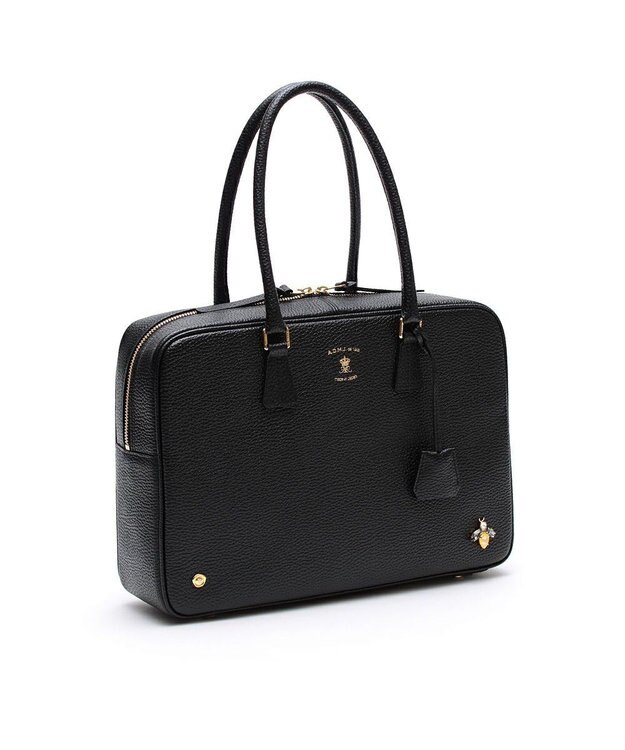 A.D.M.J. 【牛革】アノニマス/A4サイズ対応クリスタルビー付ボストン34cm ブラック