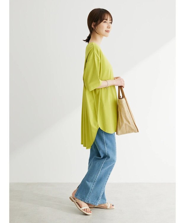 Green Parks 接触冷感バックカシュクールチュニック Lime Green