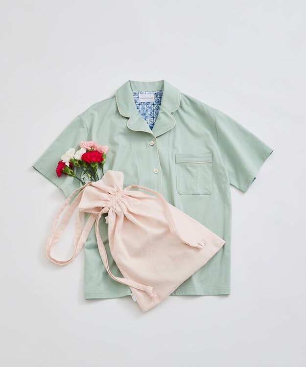 une nana cool 【綿100%】60/2 やわらか天竺 半袖開襟パジャマ MADE WITH LIBERTY FABRIC
